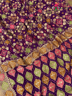 full view of wine pure khadi georgette khaddi saree