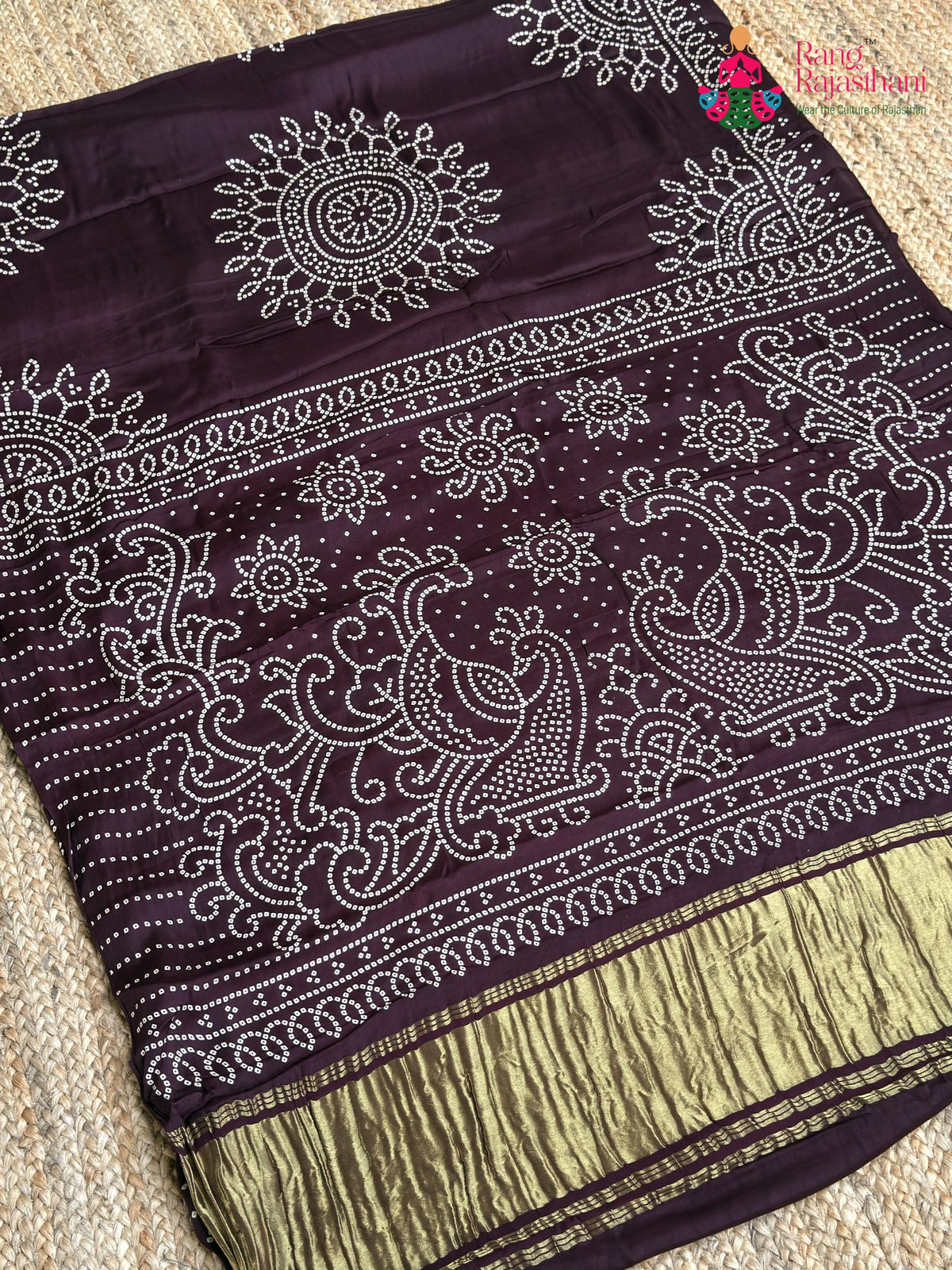 Wine Pure Modal Silk Ajrakh Print Saree for Family Occasions | Exclusive Edit