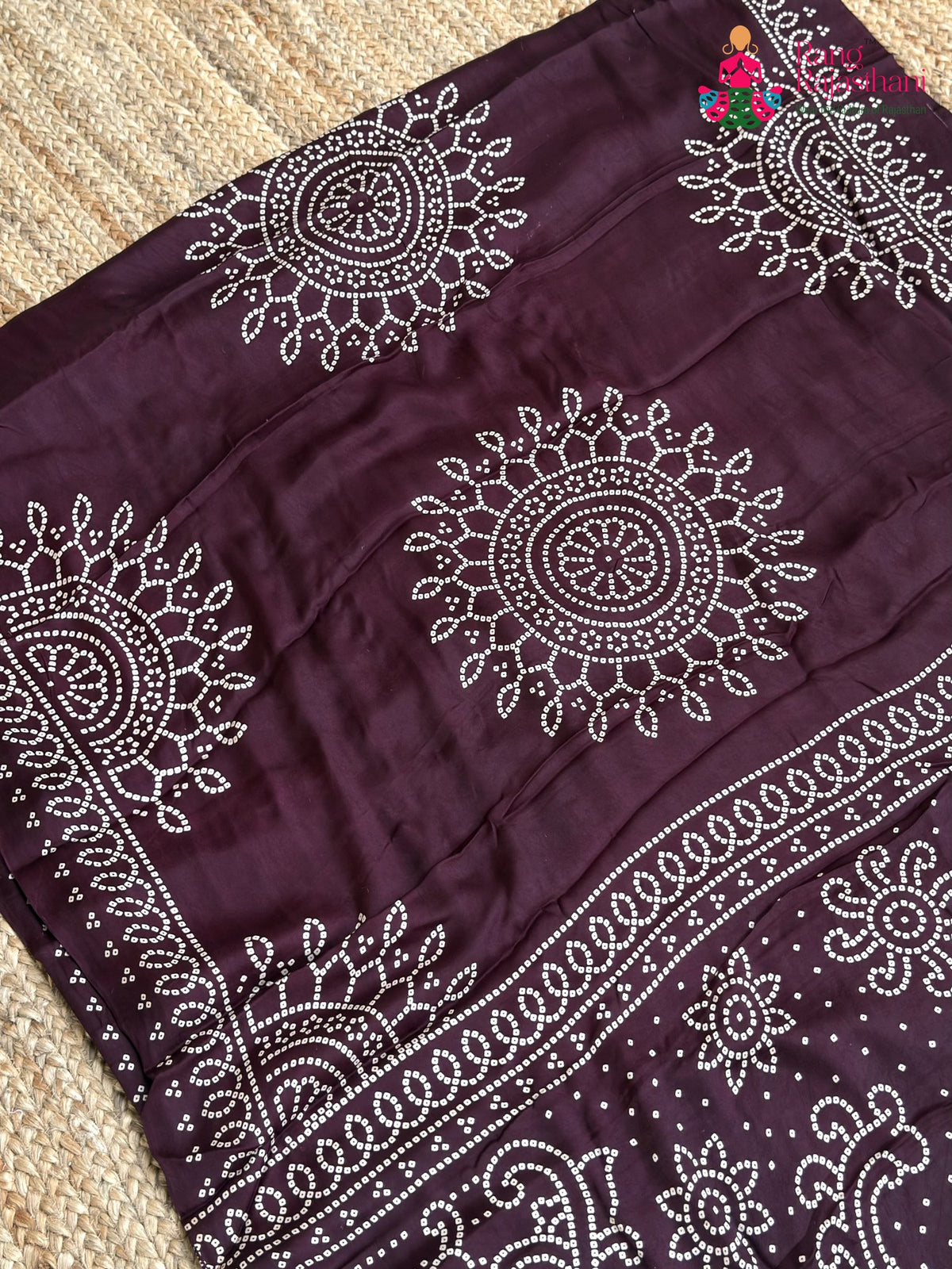 Wine Pure Modal Silk Ajrakh Print Saree for Family Occasions | Exclusive Edit