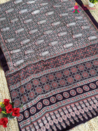 Wine Pure Modal Silk Ajrakh Print Saree for Family Occasions | Festive Wear