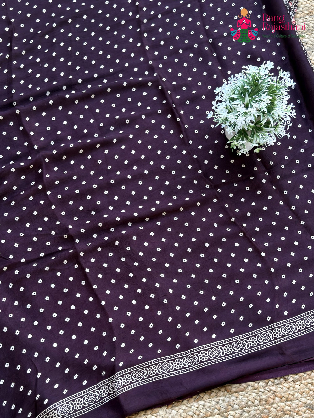Wine Pure Modal Silk Ajrakh Print Saree for Family Occasions | Festive Wear
