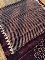 Wine Pure Modal Silk Sequin Ajrakh Print Saree for Wedding Reception | Designer Saree