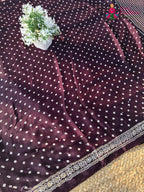 Wine Pure Modal Silk Sequin Ajrakh Print Saree for Wedding Reception | Designer Saree