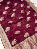 wine pure russian silk resham embroidery saree ethnic wear by Rang Rajasthani