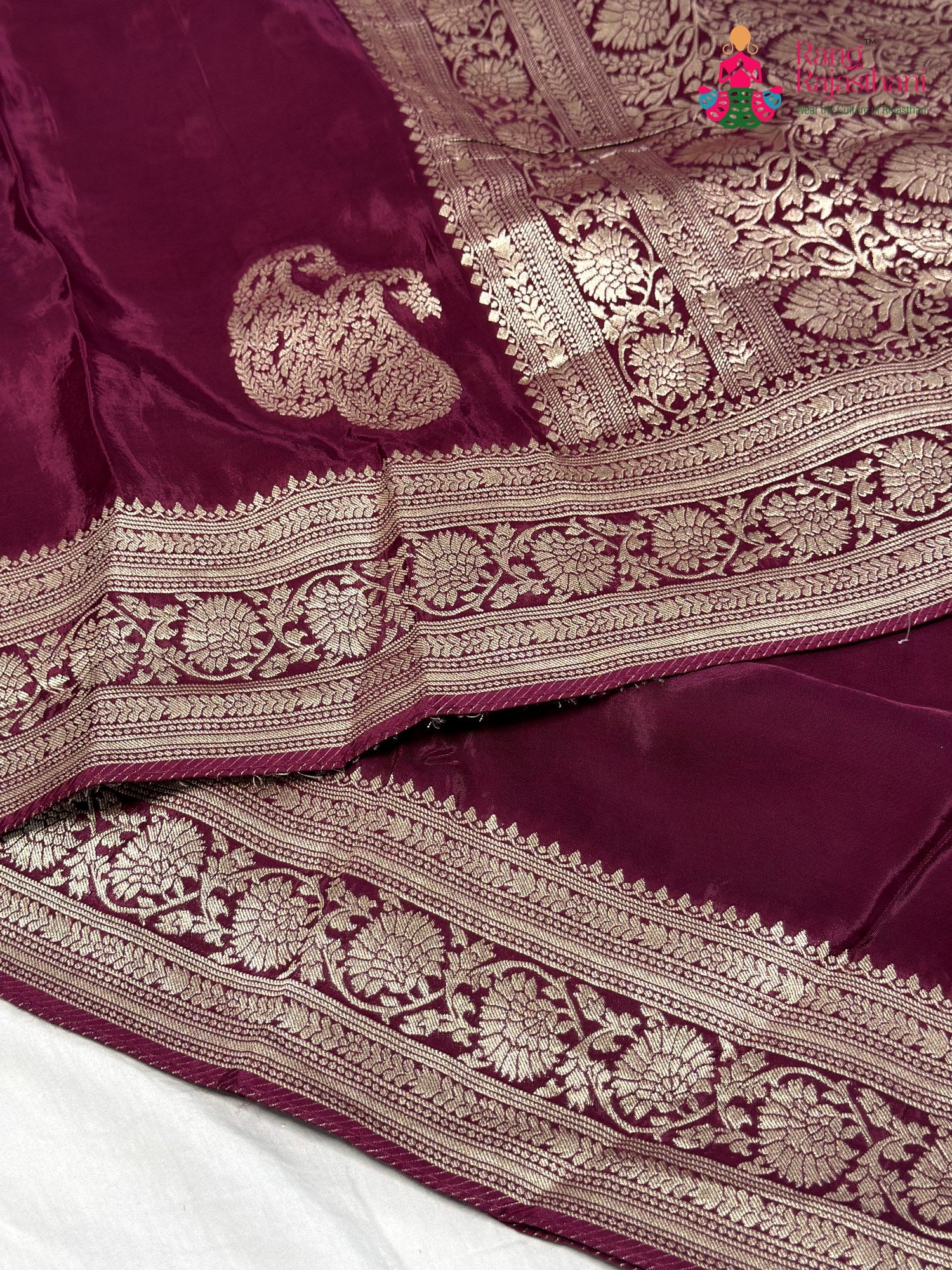 Wine Pure Russian Silk Resham Embroidery Saree for Wedding Reception | Classic Pick