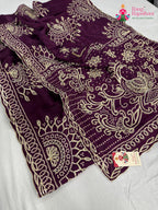 complete look of wine pure upada silk bandhani saree