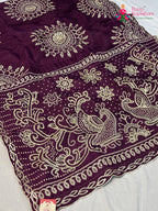 Wine Pure Upada Silk Bandhani Chunri Saree for Wedding Reception | Style Pick