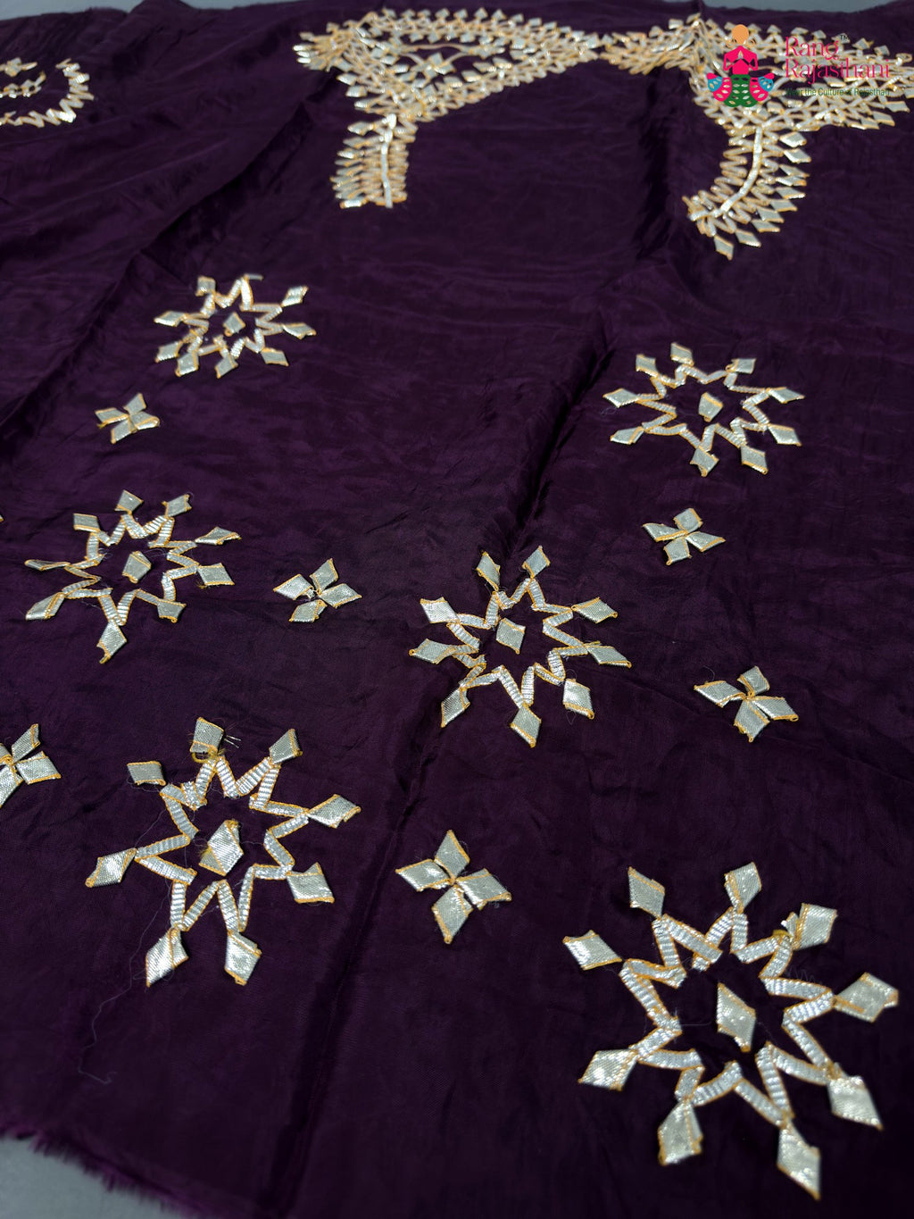 complete look of wine pure upada silk gota patti blouse 3806