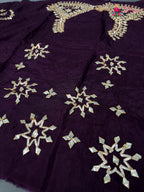 complete look of wine pure upada silk gota patti blouse 3806
