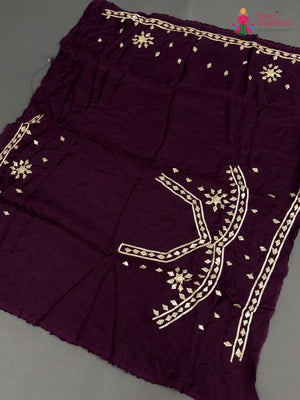 Wine Pure Upada Silk Gota Patti Unstitched Blouse for Festive Celebration | Exclusive Pick