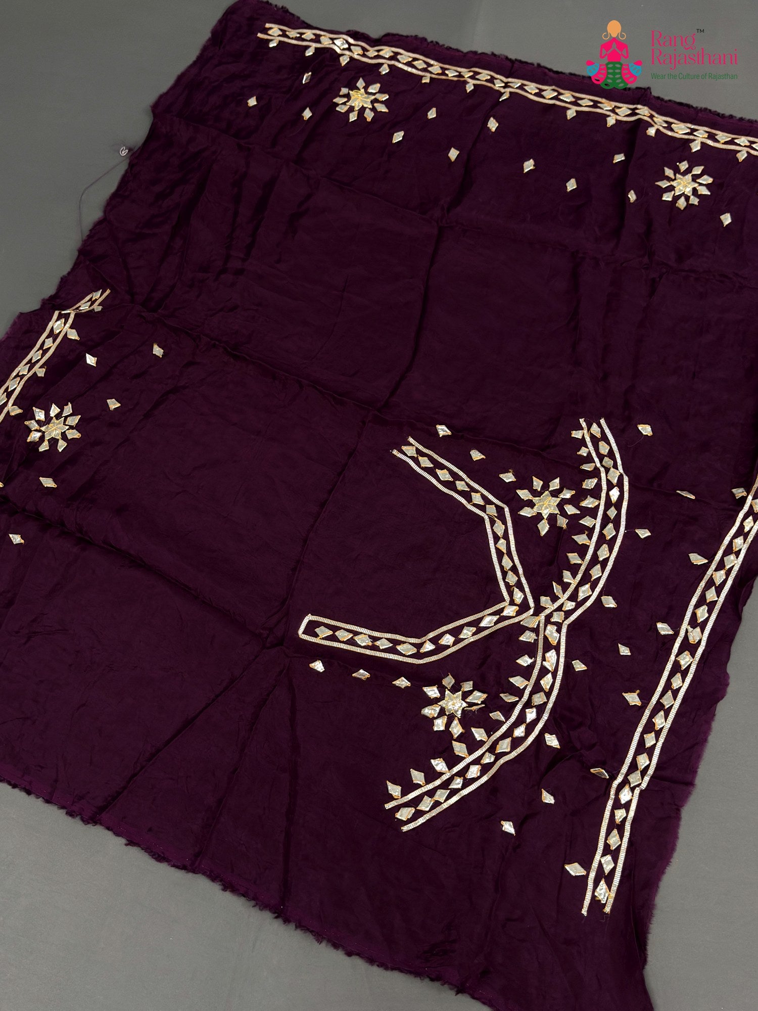 wine pure upada silk gota patti blouse 3812 by Rang Rajasthani