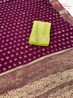 Wine Soft Georgette Banarasi Zari Weave Saree for Raksha Bandhan | Soft Drape