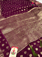 Wine Soft Georgette Banarasi Zari Weave Saree for Raksha Bandhan | Soft Drape