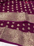Wine Soft Georgette Banarasi Zari Weave Saree for Raksha Bandhan | Soft Drape