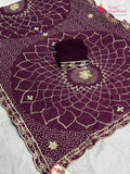 Wine Soft Georgette Bandhani Chunri Saree for Mayra Ceremony | New Arrival