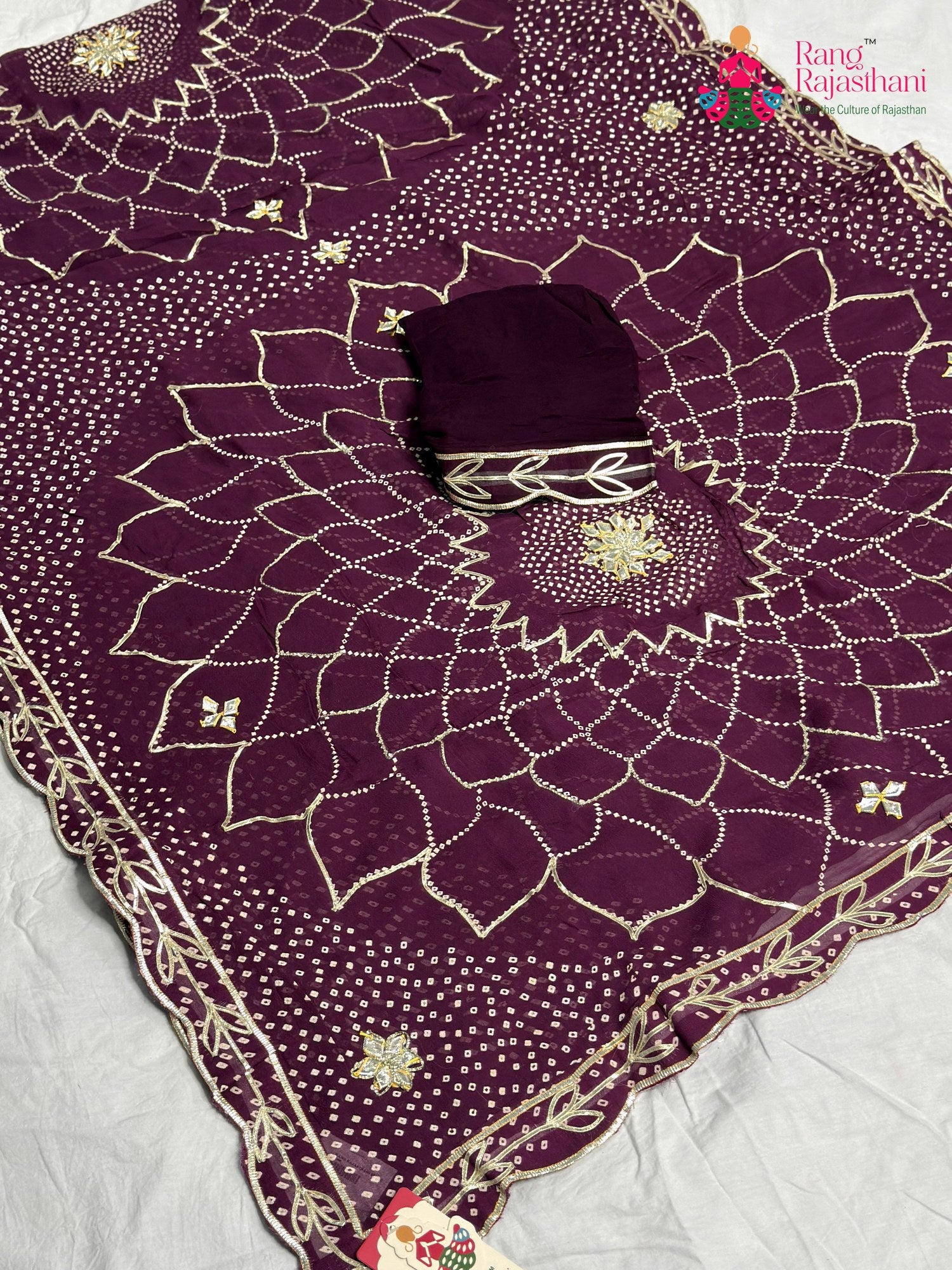 Wine Soft Georgette Bandhani Chunri Saree for Mayra Ceremony | New Arrival