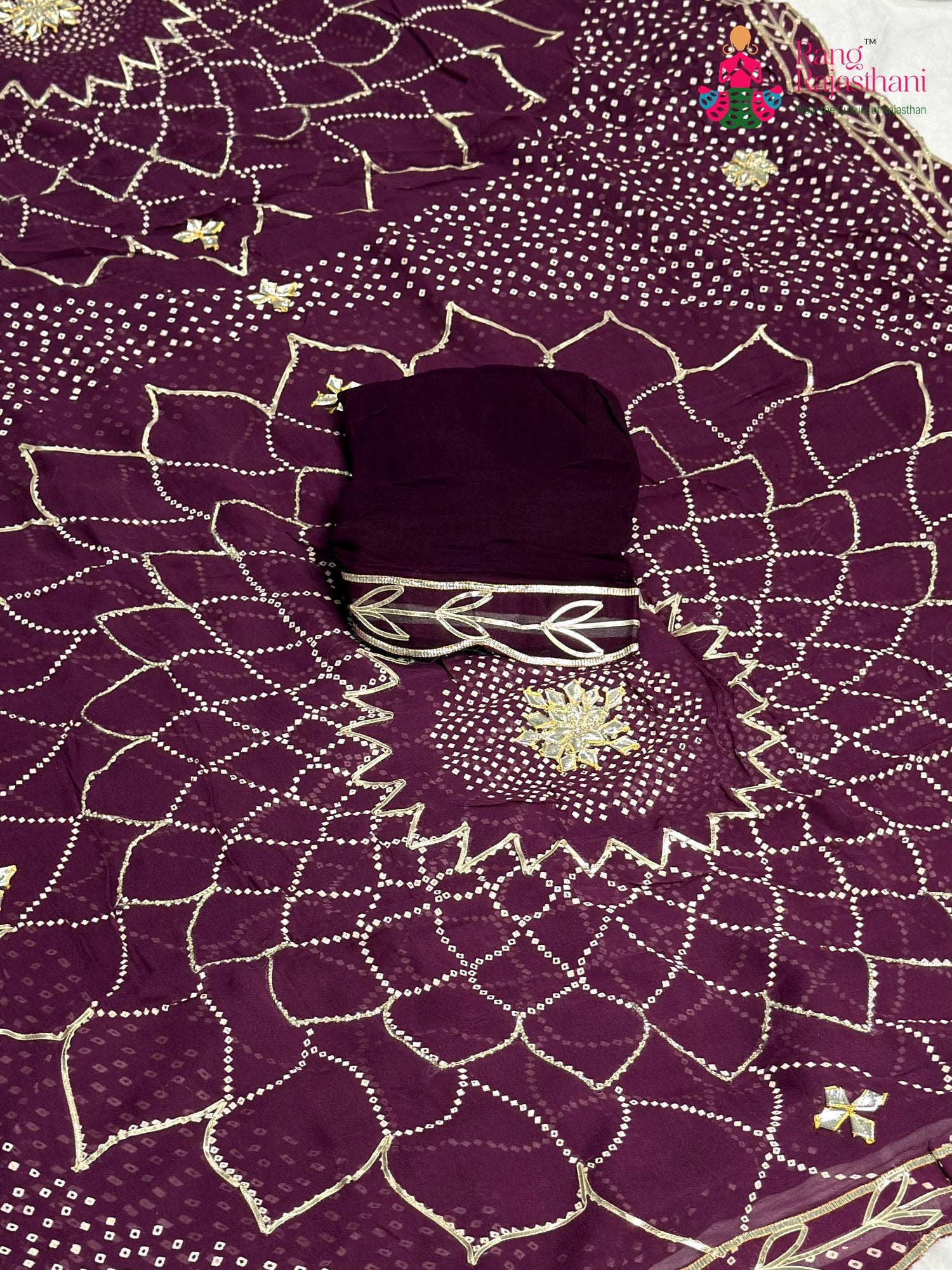 Wine Soft Georgette Bandhani Chunri Saree for Mayra Ceremony | New Arrival