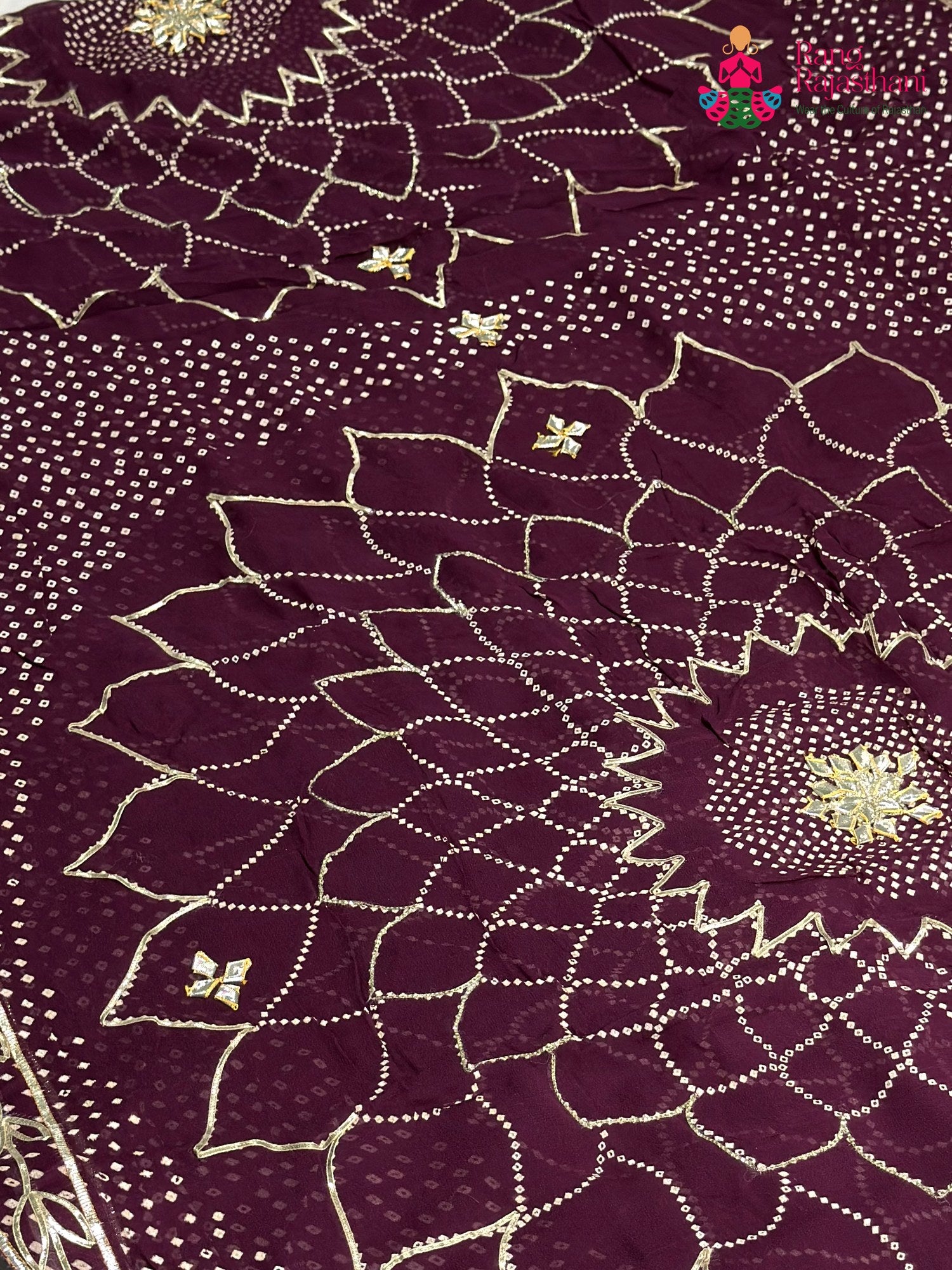 Wine Soft Georgette Bandhani Chunri Saree for Mayra Ceremony | New Arrival