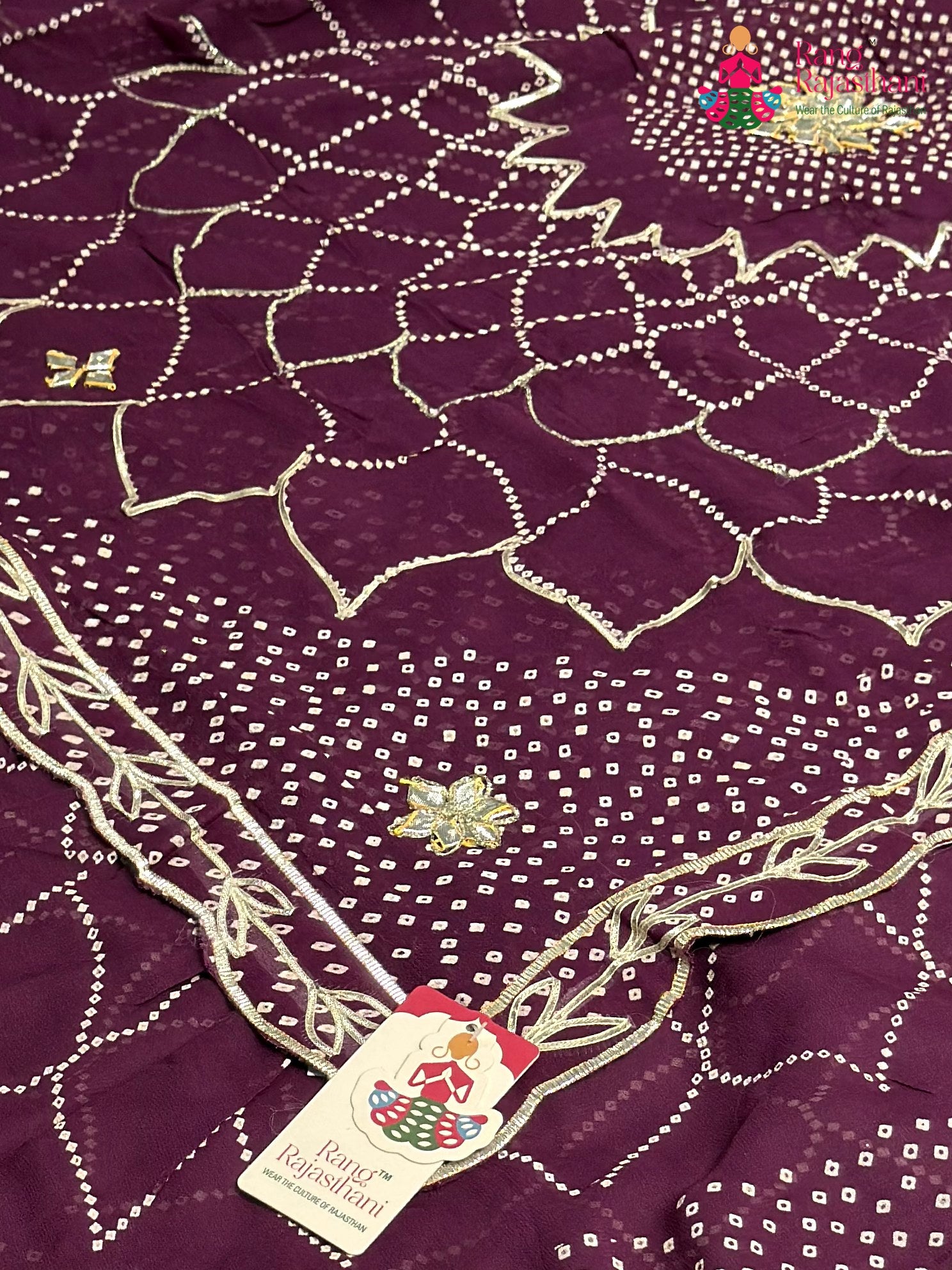 Wine Soft Georgette Bandhani Chunri Saree for Mayra Ceremony | New Arrival