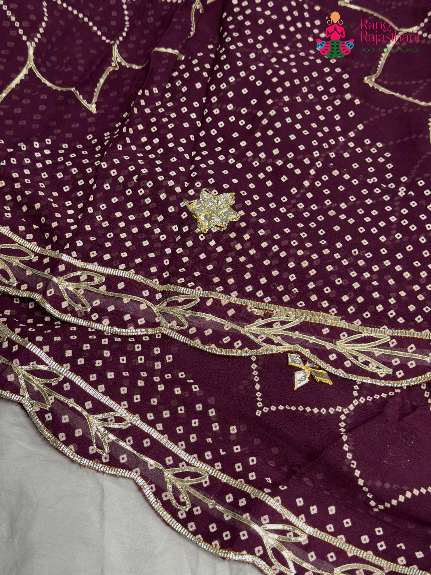 Wine Soft Georgette Bandhani Chunri Saree for Mayra Ceremony | New Arrival