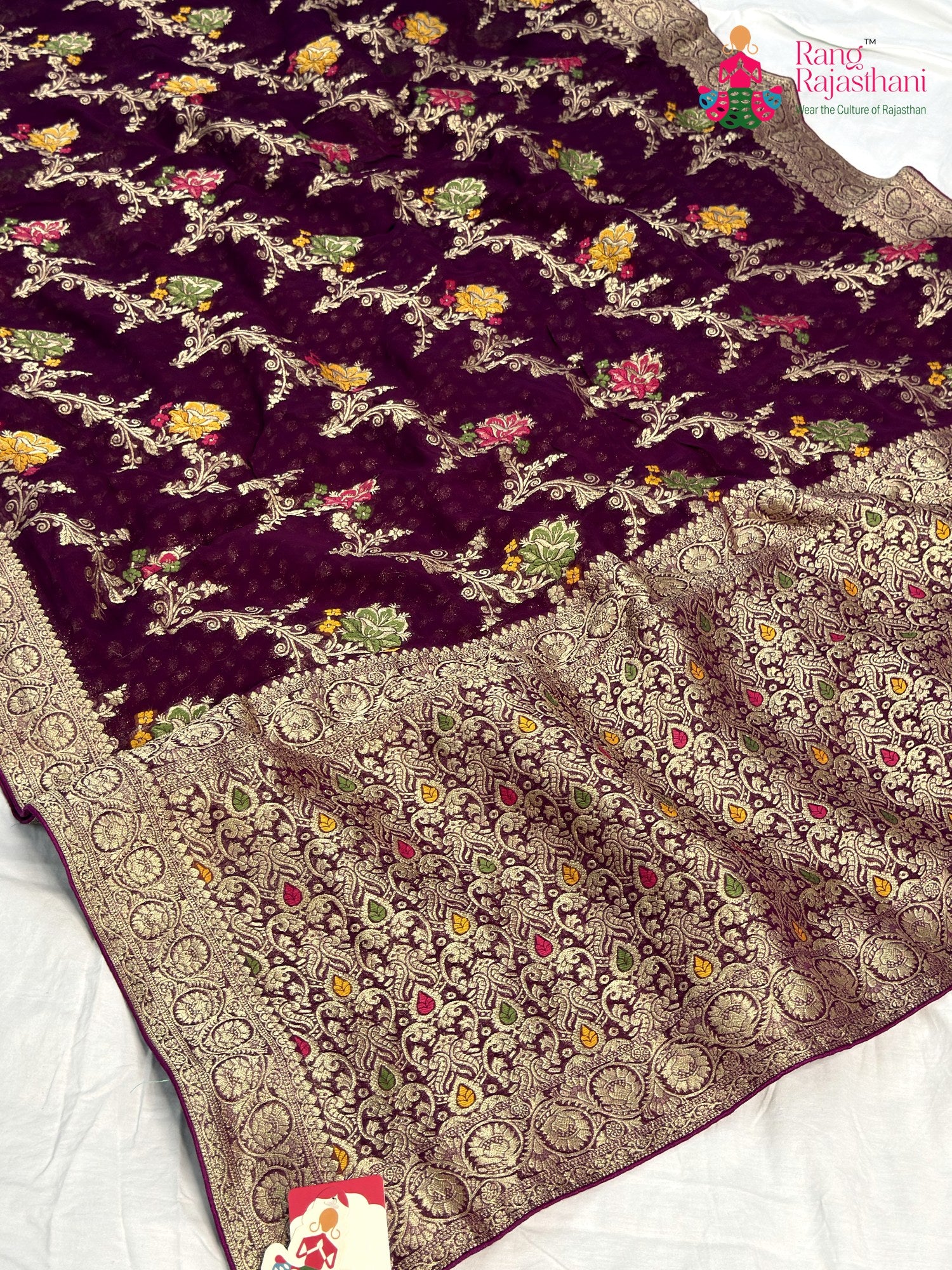 Wine Soft Georgette Meenakari Zari Saree for Sangeet Night | Wedding Collection
