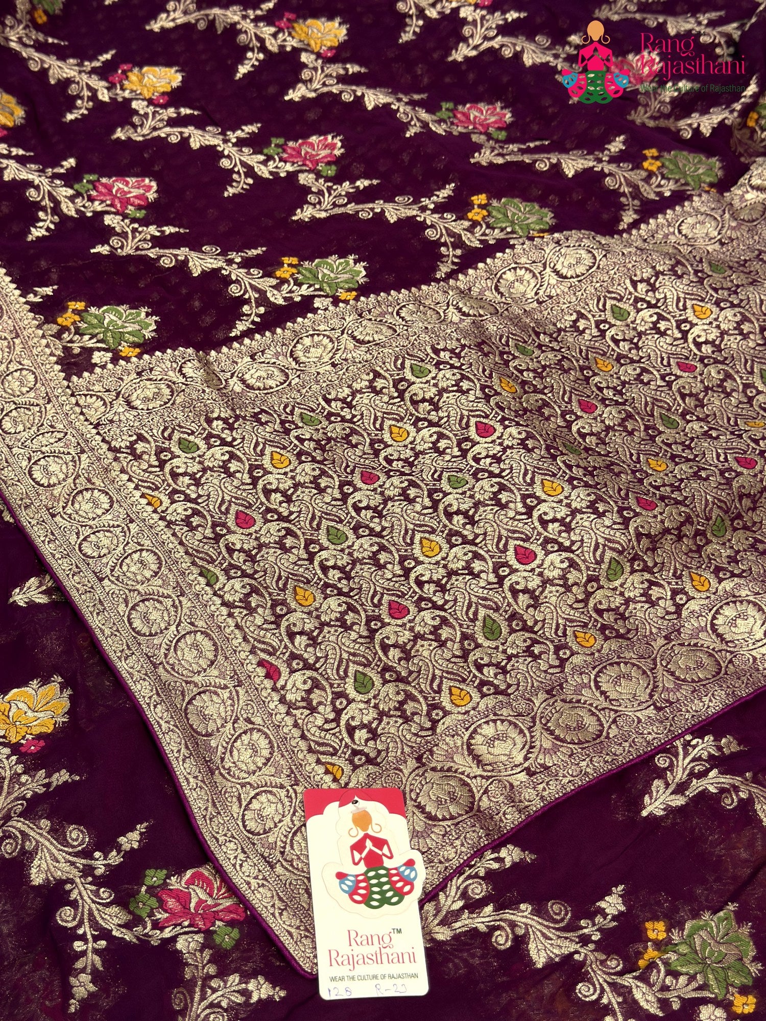 Wine Soft Georgette Meenakari Zari Saree for Sangeet Night | Wedding Collection