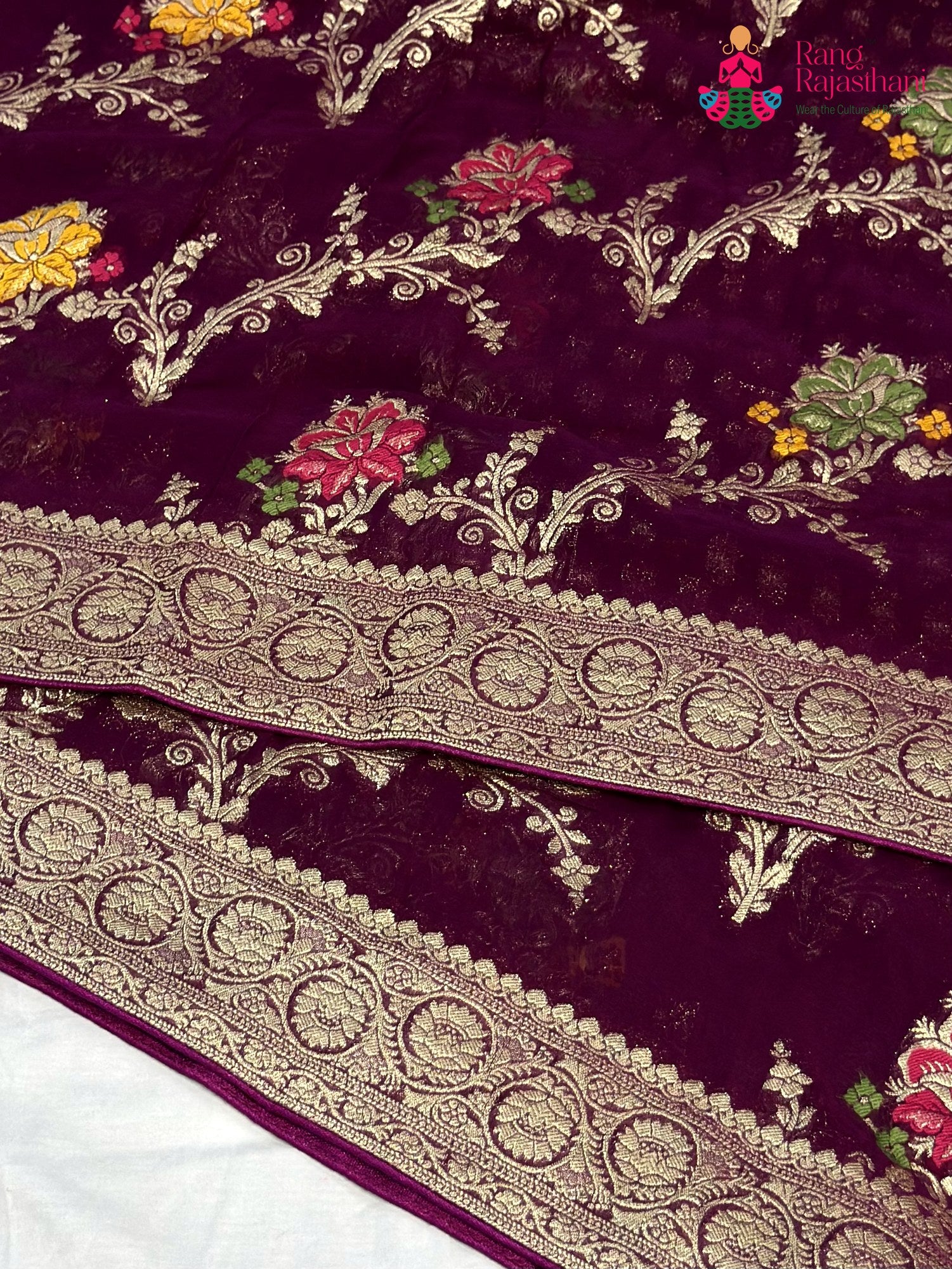 Wine Soft Georgette Meenakari Zari Saree for Sangeet Night | Wedding Collection