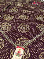 Wine Synthetic Bandhani Chunri Saree for Mayra Ceremony | Graceful Pick