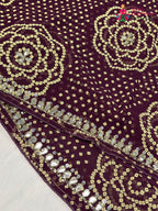 Wine Synthetic Bandhani Chunri Saree for Mayra Ceremony | Graceful Pick