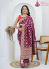 Wine Khaddi Georgette Rhythm Art Saree: Wedding Shine Mode