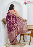 Wine Pure Georgette saree with Khaddi Work back view