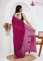Wine Chinon saree with Sequence back view