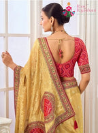 pallu detailing of yellow art silk jacquard weave saree 