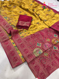Yellow Art Silk Meenakari Zari Work Saree : Light Flow