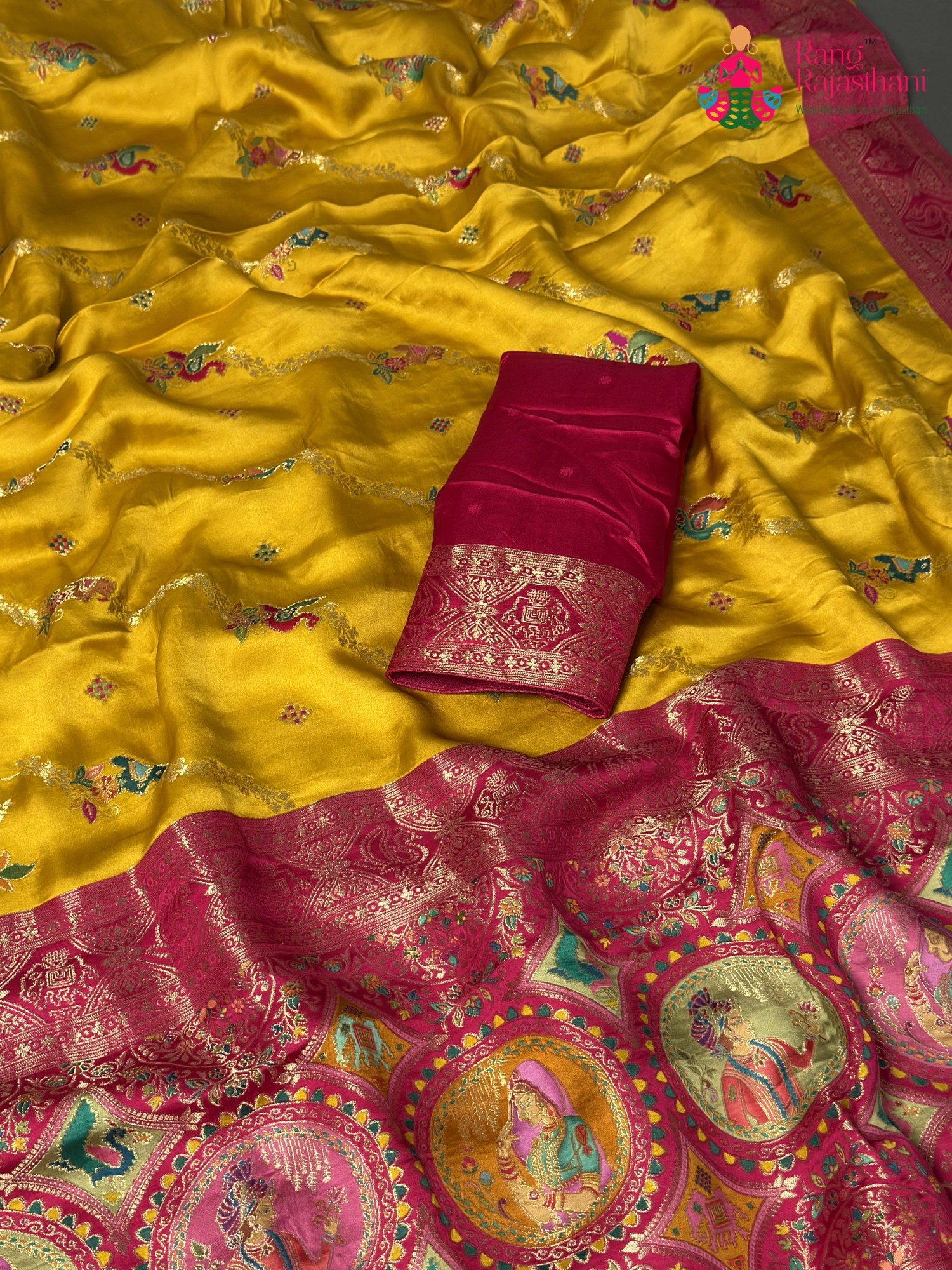 Yellow Synthetic Meenakari Zari Saree for Haldi Ceremony | Luxury Edit