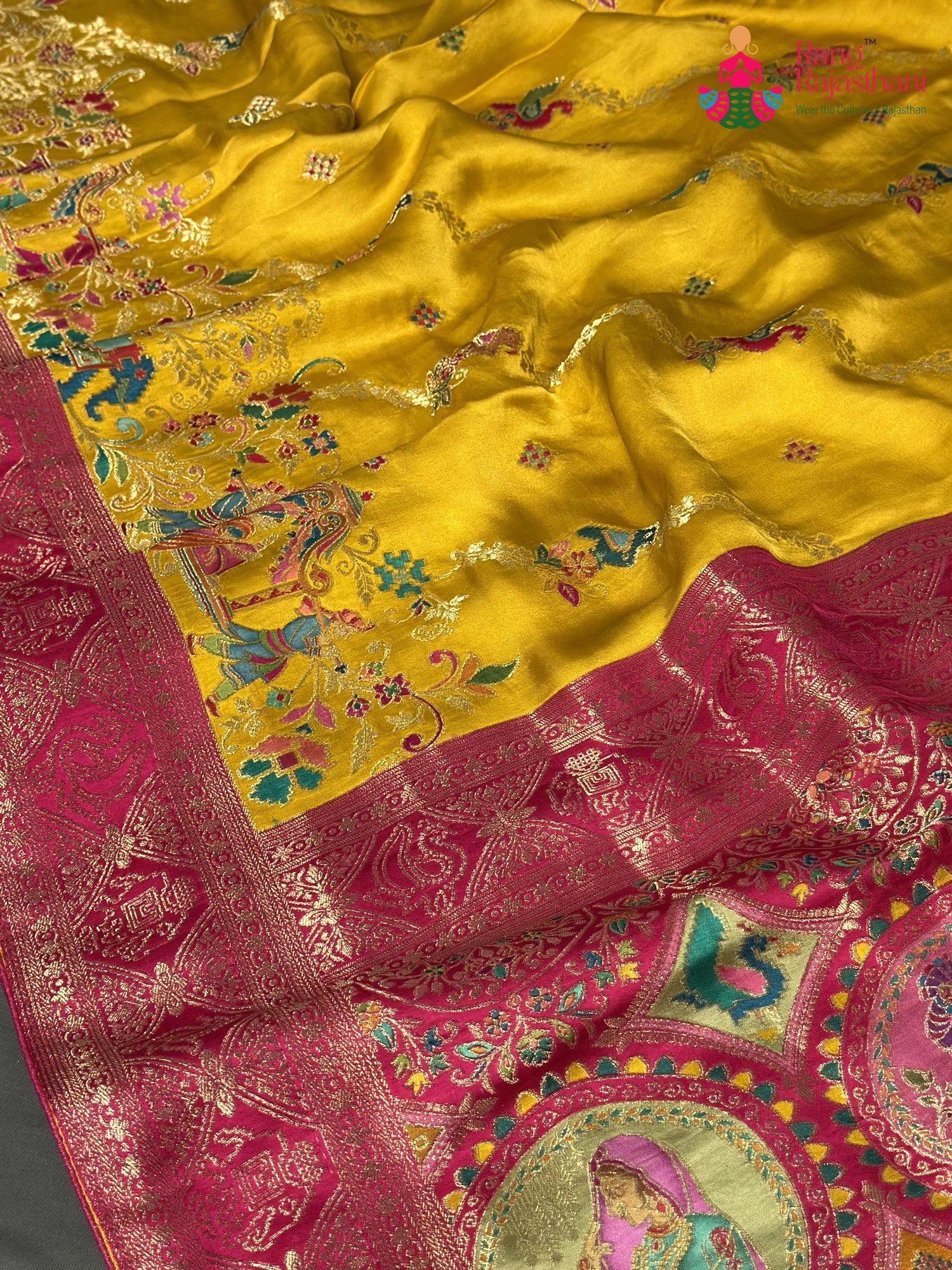 Yellow Synthetic Meenakari Zari Saree for Haldi Ceremony | Luxury Edit