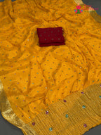 Yellow Chinnon Banarasi Zari Weave Saree for Festive Wear | Buy Online