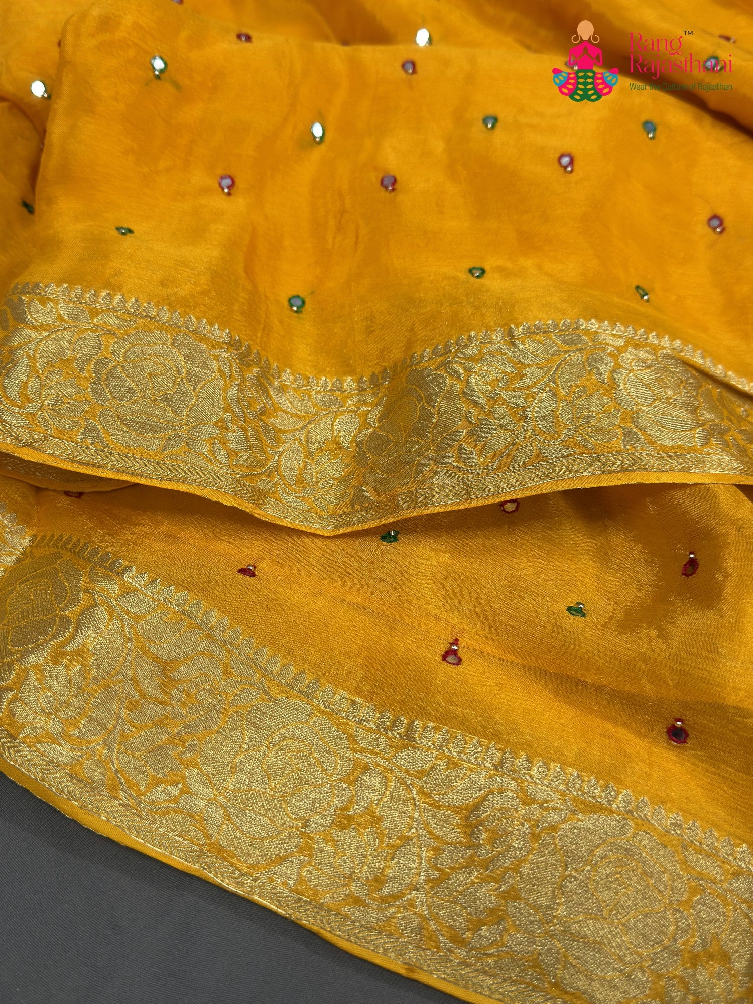Yellow Chinnon Banarasi Zari Weave Saree for Festive Wear | Buy Online