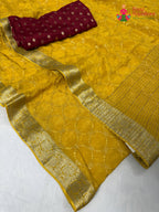 complete look of yellow chinnon sequin saree