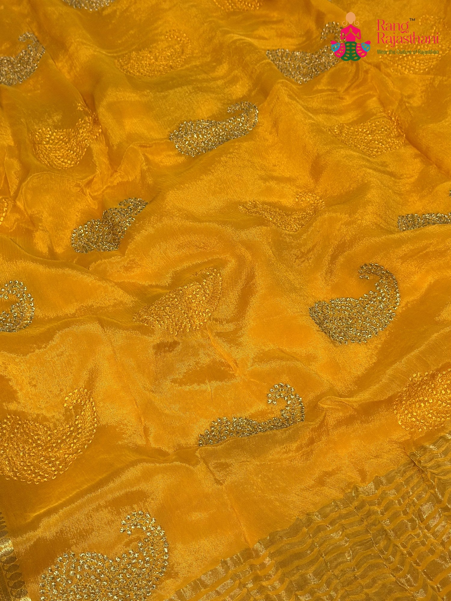 Yellow Chinnon Zari Embroidery Saree for Haldi Ceremony | Timeless Drape