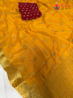 fabric texture of yellow fabric saree