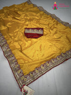 fabric texture of yellow fabric saree
