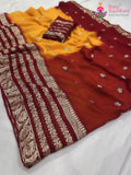 Yellow Soft Georgette Banarasi Zari Weave Saree for Motherhood Ceremony | Customer Favourite