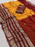 Yellow Soft Georgette Banarasi Zari Weave Pila Saree for Motherhood Ceremony | Party Pick