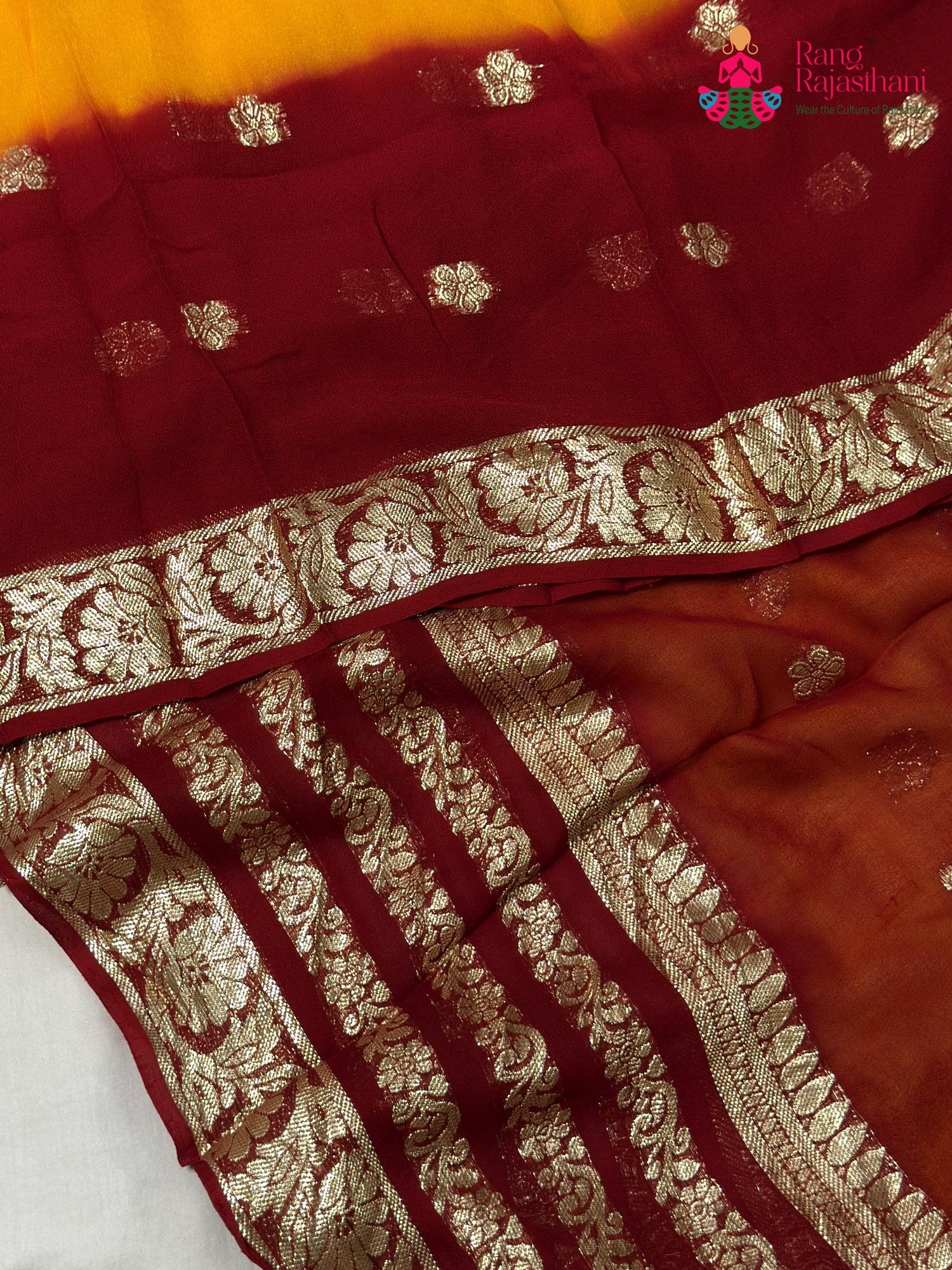 Yellow Soft Georgette Banarasi Zari Weave Pila Saree for Motherhood Ceremony | Party Pick