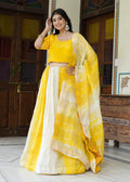 Yellow Pure Dola Silk Banarasi Zari Weave Lehenga Chunni for Haldi Ceremony | Bridal Collection