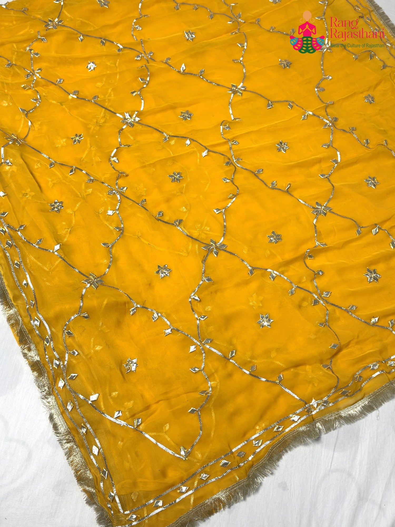 Yellow Chiffon Gota Patti Saree for Haldi Ceremony | Traditional Edit