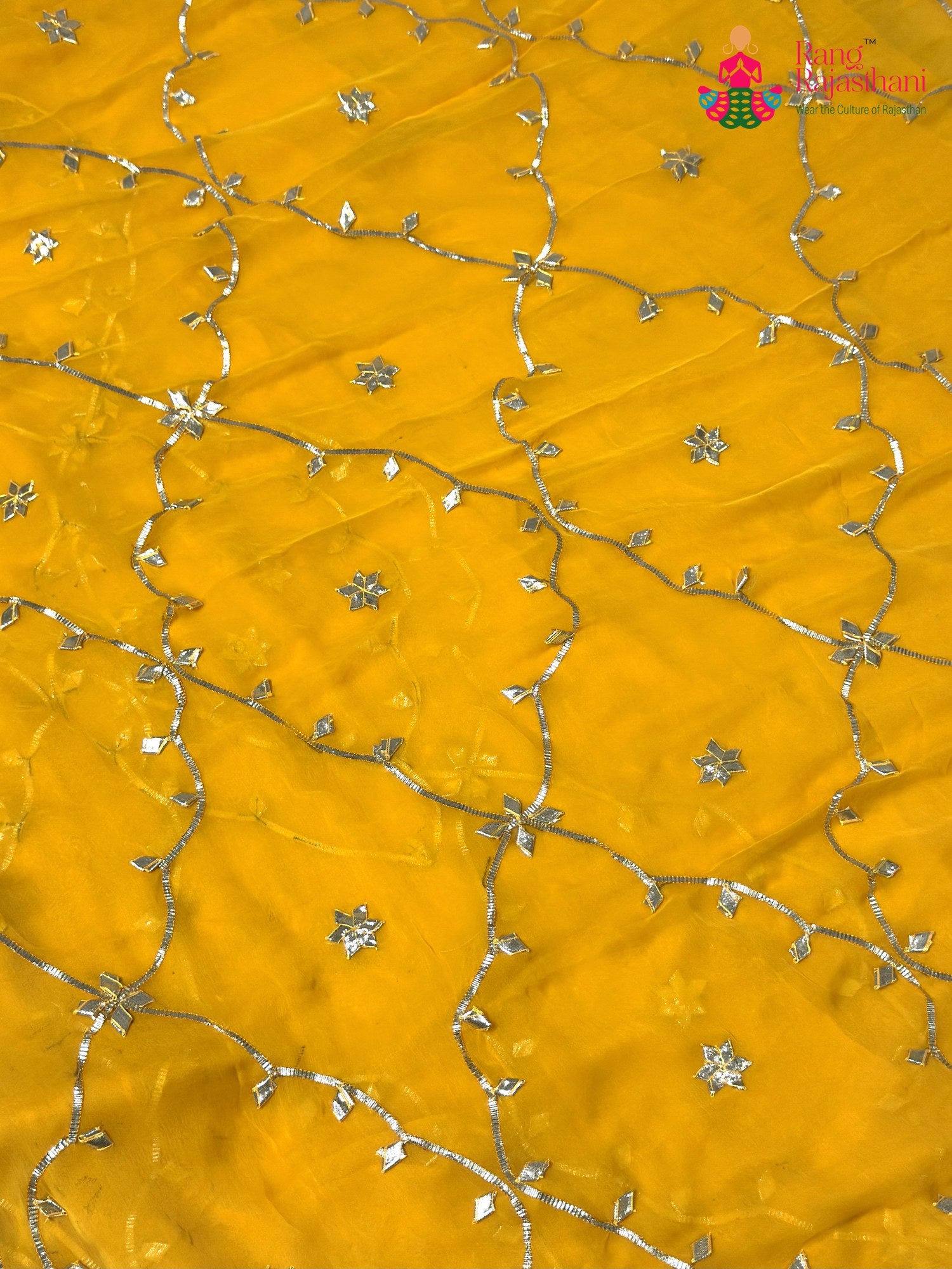Yellow Chiffon Gota Patti Saree for Haldi Ceremony | Traditional Edit