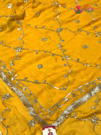 Yellow Chiffon Gota Patti Saree for Haldi Ceremony | Traditional Edit