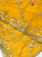 Yellow Chiffon Gota Patti Saree for Haldi Ceremony | Traditional Edit